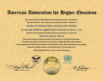 accredited member status by the American Association of Higher Education Accreditation